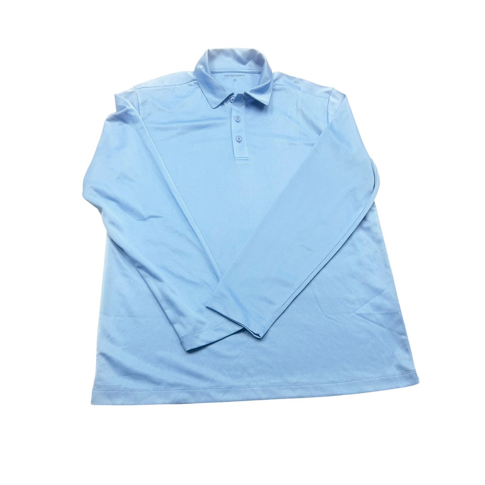 Port Authority Mens Long Sleeve Polo Shirt Light Blue Medium Performance Top